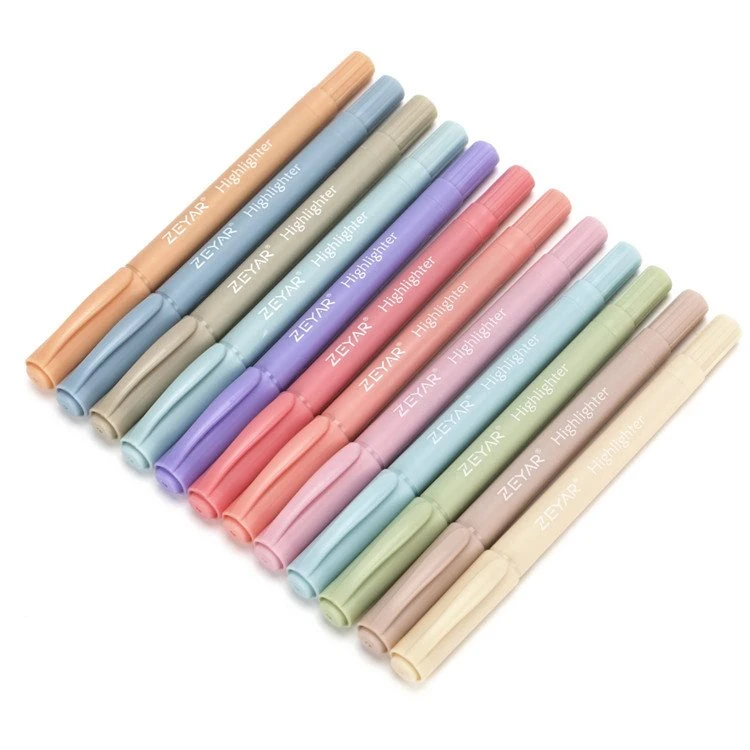 12 vintage χρώματα χαριτωμένα highlighters με διπλές συμβουλές