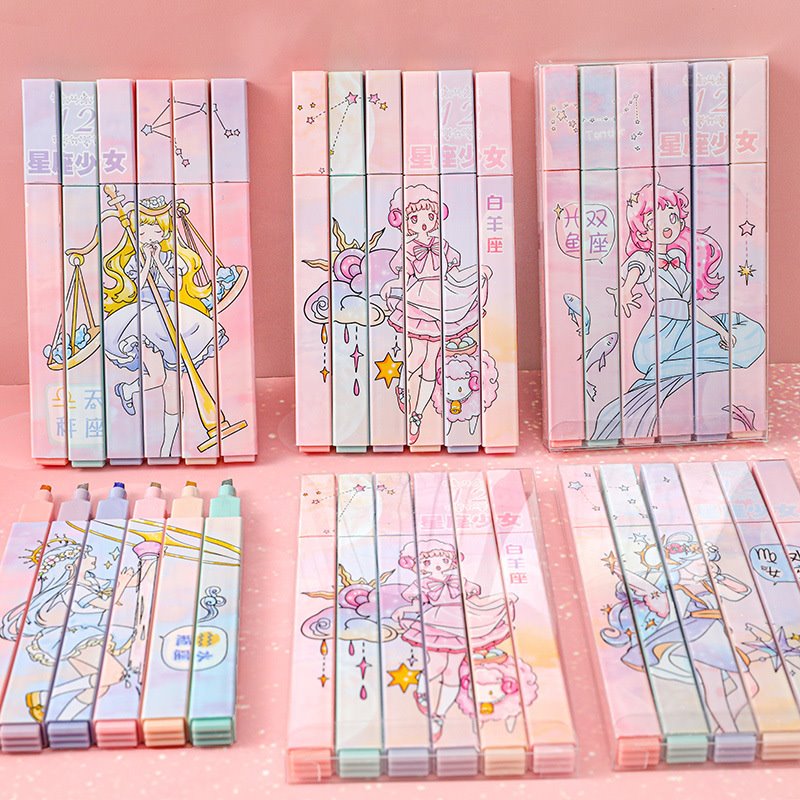 6 τμχ Constellation Highlighters Pastel Cute