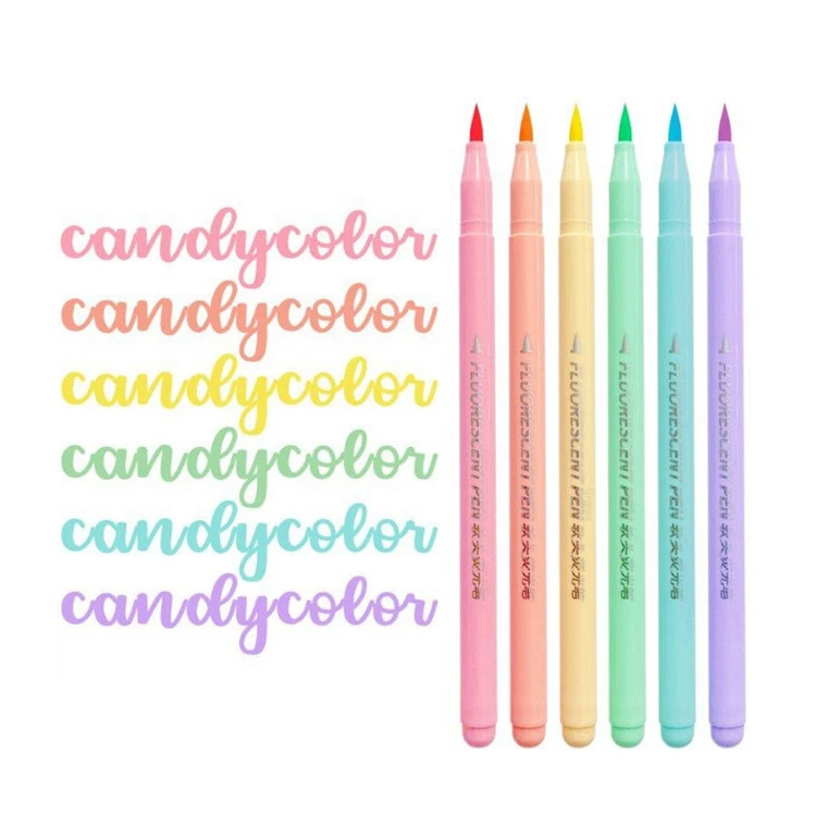 Σετ στυλό 6 χρωμάτων Soft Brush Fluorescence Art Color Highlighter