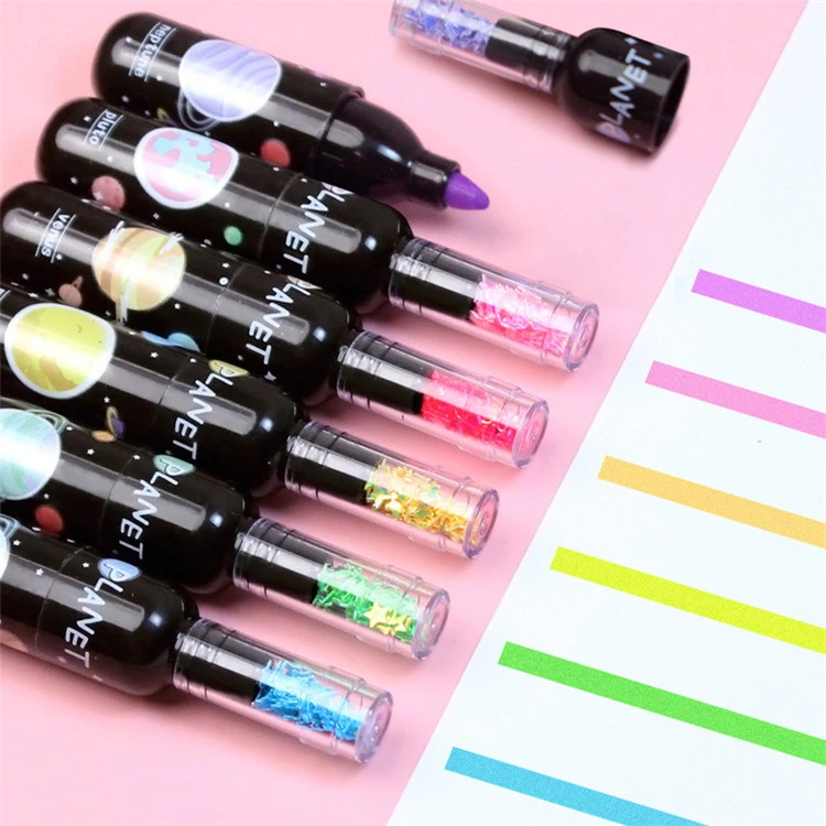 Μίνι highlighter 6 τμχ Cute Planet Wine Bottle